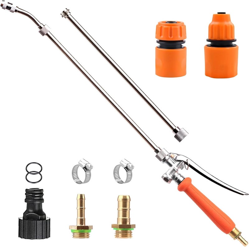 Diraeen Sprayer Wand, 44" all metal Sprayer for 1/2" & 3/8" Hose Quick Connectors, 1/4" & 3/8" Brass Barb Sprayer Wand Replacement Built-in Shut Valve Stainless Steel Spray Wand, w/Hose Connector - Image 1